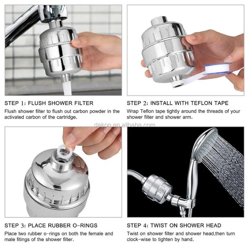 Bluejw SHOWER FILTER - Chlorine & Hard Water Removal - High Output Showerhead Filters with 2 x 10-Stage Replacement Cartridges - Image 4
